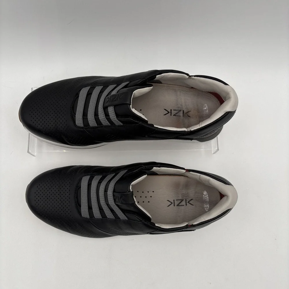 Kizik Boston‎ Black Leather Shoes Mens Size 9 M Hands Free Slip On Sneakers